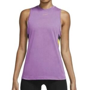 NIKE Purple Dri-FIT Muscle Tank Medium Stripe Sleeveless Athleisure Sporty Gym